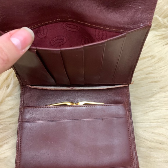 Vintage Cartier Trifold burgundy wallet - Picture 5 of 8